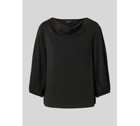 Sweatshirt S.OLIVER BLACK LABEL, Damen, Gr. 36, schwarz, Sweatware, Obermaterial: 49% Modal, 45% Polyester, 6% Elasthan, unifarben, casual, relaxed fit taillenbedeckt, Wasserfallausschnitt, 3/4-Ärmel