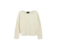 Strickpullover S.OLIVER BLACK LABEL, Damen, Gr. 42, beige (almond), Grobstrick, Obermaterial: 74% Polyamid, 16% Viskose, 10% Polyester, unifarben, hüftlang, U-Boot-Ausschnitt, Pullover Strickpullover,