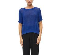 Leicht transparenter Kurzarm-Pullover mit Ajourmuster und Pailletten 44 blau 2181240.5623.44