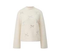 s.Oliver Strickpullover mit Stehkragen und Schleifen-Stickerei