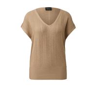 Strickpullover S.OLIVER BLACK LABEL, Damen, Gr. M (38), sesame, Strick, Obermaterial: 90% Viskose, 10% metallisierte Fasern, Strukturmuster, relaxed fit normal, V-Ausschnitt, Pullover Strickpullover, 