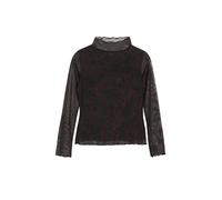 Langarmshirt S.OLIVER BLACK LABEL, Damen, Gr. 38, braun (maroon rot), Mesh;Web, Obermaterial: 90% Polyester, 10% Elasthan, normal hüftbedeckend, Rundhals, abgerundeter Saum, 20_2_7_Shirts Langarmshirt