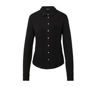 Hemdbluse S.OLIVER BLACK LABEL, Damen, Gr. 48, schwarz, Jersey, Obermaterial: 94% Viskose, 6% Elasthan, unifarben, casual, regular fit taillenbedeckt, Langarm Manschette, Blusen, mit Perlmuttknöpfen (