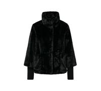 s.Oliver BLACK LABEL - Teddyplüsch-Jacke mit Rippstrick-Manschetten schwarz - Gr. - 38