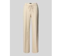 Anzughose S.OLIVER BLACK LABEL, Damen, Gr. 40, N-Gr, beige, Web, Obermaterial: 62% Polyester, 33% Viskose, 5% Elasthan, unifarben, regular fit lang, Hosen Anzughose, mit Bindeband (86301932-40) beige