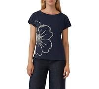 s.Oliver BLACK LABEL Regular Fit T-Shirt aus Baumwoll-Mix in Marine, Größe 40