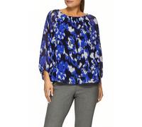 Chiffon-Bluse mit Raffungen und transparenten Ärmeln 46 blau|schwarz