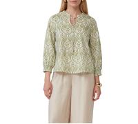 s.Oliver BLACK LABEL - Tunikabluse mit 3/4-Ärmeln und All-over-Print grün/weiß - Gr. - 42