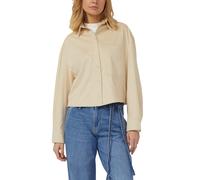 Verkürzte Hemdbluse in Velours-Optik 42 Beige 2173107.0805.42