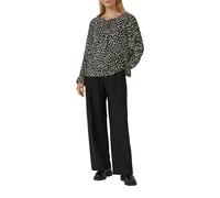 s.Oliver Bluse – Festliche Plissee-Ärmel, Mehrfarbig (schwarz/creme), Größe 36