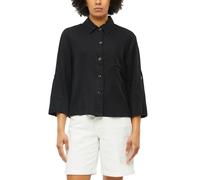 Leinenmix-Bluse mit Turn-up 38 schwarz 2180742.9999.38
