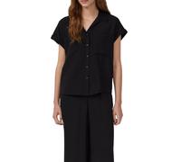 Kurzarmbluse S.OLIVER, Damen, Gr. 46, grau (grau, schwarz), Web, Obermaterial: 84% Viskose, 16% Polyamid, unifarben, casual, normal hüftbedeckend, Rundhals, Kurzarm, Blusen (63607356-46) grau, schwarz