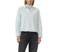 Gestreifte Baumwoll-Bluse mit Smok-Detail 40 weiß|türkis 2170035.64G9.40
