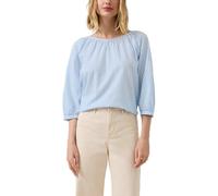 Klassische Bluse S.OLIVER, Damen, Gr. 42, blau stripe, Web, Obermaterial: 50% Baumwolle, 50% Viskose, gestreift, relaxed fit normal, Rundhals, elastischer Bund, Blusen Bluse, mit Streifen Muster (7694