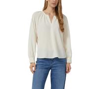 Langarmbluse S.OLIVER, Damen, Gr. 42, weiß, Web, Obermaterial: 78% Polyester, 21% Viskose, 1% Elasthan, unifarben, relaxed fit normal, Rundhals, Manschette, Blusen (43501151-42) weiß