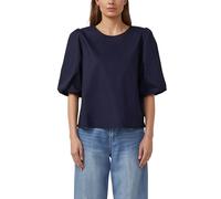 s.Oliver Popeline-Bluse mit Ballonärmeln Damen 100% Baumwolle Rundhals Blau Gr. 40