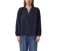 s.Oliver Viskosebluse mit Raffung und All-over-Print Relaxed Fit Langarm Blau Größe 42