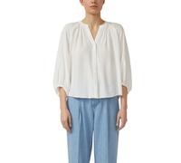 Schlupfbluse S.OLIVER, Damen, Gr. 38, sanftes weiß, Web, Obermaterial: 82% Viskose, 18% Polyamid, unifarben, lässig geschnitten hüftbedeckend, Rundhals, elastischer Bund, Blusen Schlupfbluse, 3/4-Arm-