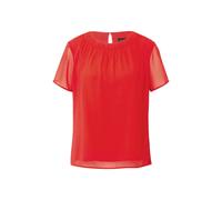 Kurzärmelige Chiffon-Bluse mit Rundhalsausschnitt und Raffung 42 rot 2177015.3214.42