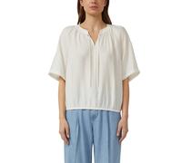 Klassische Bluse S.OLIVER, Damen, Gr. 44, sanftes weiß, Web, Obermaterial: 84% Viskose, 16% Polyamid, unifarben, relaxed fit normal, Rundhals, gerader Abschluss, Blusen Klassische Bluse, mit All-Over 