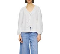 Verspielte Popeline-Bluse mit Schleifen und Puffärmeln 34 weiß 2166920.0100.34