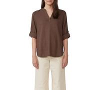 Klassische Bluse S.OLIVER, Damen, Gr. 36, braun (schwarz sand), Obermaterial: 52% Leinen, 48% Viskose, unifarben, casual, regular fit taillenbedeckt, Rundhals, 3/4-Ärmel Aufschlag, Blusen, mit Turn-up