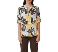 Druckbluse S.OLIVER, Damen, Gr. 34, bunt (braun gelb), Web, Obermaterial: 52% Leinen, 48% Viskose, geblümt, bedruckt, casual, bequem hüftbedeckend, Rundhals, Kurzarm krempelbar, Blusen, mit floralem M