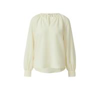 Langarmbluse S.OLIVER, Damen, Gr. 40, weiß, Web, Obermaterial: 78% Polyester, 21% Viskose, 1% Elasthan, unifarben, relaxed fit normal, Rundhals, Manschette, Blusen (43501151-40) weiß