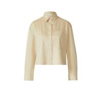 Verkürzte Hemdbluse in Velours-Optik 44 Beige 2173107.0805.44