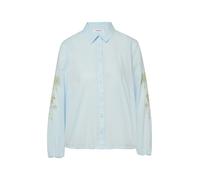 Baumwollbluse im O-Shape mit Stickerei 50 blau 2181704.5110.50