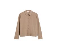 Langarmbluse S.OLIVER, Damen, Gr. 44, beige (taupe), Cord, Obermaterial: 68% Baumwolle, 32% Viskose, unifarben, normal hüftlang, Rundhals, Blusen, Cordbluse mit Hemdkragen und Knofpleiste (49130235-44
