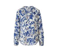 Klassische Bluse S.OLIVER, Damen, Gr. 46, sanftes weiß blau, Web, Obermaterial: 100% Viskose, bedruckt, casual, regular fit Po-bedeckend, V-Ausschnitt, Langarm Manschette, Blusen, mit All-Over Print (
