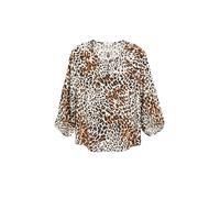 Druckbluse S.OLIVER, Damen, Gr. 36, almond aop, Web, Obermaterial: 100% Viskose, bedruckt, lässig geschnitten hüftlang, Rundhals, elastischer Bund, Blusen Druckbluse, 3/4-Arm Sommerbluse / bedruckt /