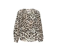 s.Oliver Damen Bluse, Langarm, Viskose, modischer Leoprint, Creme, Größe 40