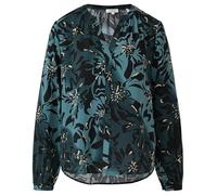 Klassische Bluse S.OLIVER, Damen, Gr. 36, grün (bottle grün), Web, Obermaterial: 100% Viskose, bedruckt, casual, regular fit Po-bedeckend, V-Ausschnitt, Langarm Manschette, Blusen, mit All-Over Print