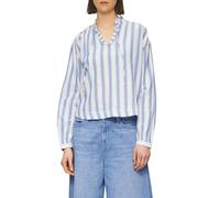 Bluse mit Rüschen und Glitzergarn 42 blau|weiß 2163648.55G1.42