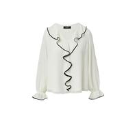 Langarmbluse S.OLIVER BLACK LABEL, Damen, Gr. 46, weiß, Web, Obermaterial: 100% Polyester. Futter: 100% Viskose, unifarben, casual, regular fit taillenbedeckt, V-Ausschnitt, Langarm elastischer Bund, 