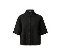 Kurzarm-Bluse aus Leinenmix 38 schwarz 2179138.9999.38