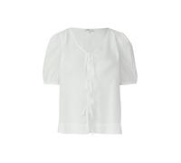 s.Oliver Baumwollbluse mit V-Ausschnitt und Puffärmeln weiß 38