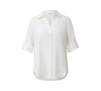 Hemdbluse S.OLIVER, Damen, Gr. 46, weiß, Web, Obermaterial: 52% Leinen, 48% Viskose, unifarben, regular fit normal, V-Ausschnitt, Manschette, Blusen Hemdbluse, mit 3/4-Ärmeln (44744814-46) weiß