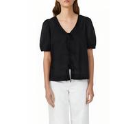 Baumwollbluse mit V-Ausschnitt und Puffärmeln 34 schwarz 2165762.9999.34