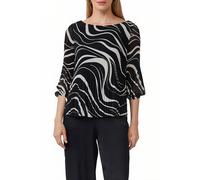 Klassische Bluse S.OLIVER BLACK LABEL, Damen, Gr. 44, schwarz (schwarz aop), Web, Obermaterial: 100% Polyester. Futter: 100% Viskose, bedruckt, casual, regular fit taillenbedeckt, U-Boot-Ausschnitt, 3