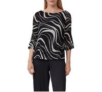 Klassische Bluse S.OLIVER BLACK LABEL, Damen, Gr. 46, schwarz (schwarz aop), Web, Obermaterial: 100% Polyester. Futter: 100% Viskose, bedruckt, casual, regular fit taillenbedeckt, U-Boot-Ausschnitt, 3