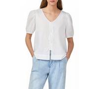 s.Oliver Baumwollbluse mit V-Ausschnitt und Puffärmeln weiß 46