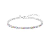 s.Oliver Bracelet - Elegantes Armband aus poliertem Edelstahl - mehrfarbig - Tenniskette verstellbar bis 20 cm - wasserfest & hautfreundlich