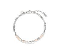 s.Oliver Bracelet - Elegantes Armband aus poliertem Edelstahl - silber/beige - Ankerkette verstellbar bis 21 cm - wasserfest & hautfreundlich