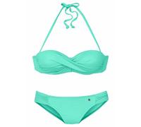 Bügel-Bandeau-Bikini S.OLIVER Gr. 34, Cup B, blau (türkis) Damen Bikini-Sets Ocean Blue mit Raffung (682345-34)