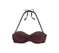 Bügel-Bandeau-Bikini-Top S.OLIVER "Rome", Damen, Gr. 36, Cup C, braun, Polyamid, unifarben, Bikini-Oberteile, in Wickeloptik (28742113-36) braun
