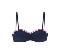 Bügel-Bandeau-Bikini-Top S.OLIVER "Junis", Damen, Gr. 36, Cup C, blau (marine), Recycling-Polyamid, unifarben, kontrastfarbene Details, Bikini-Oberteile, mit geflochtenen Details (68791758-36) marine