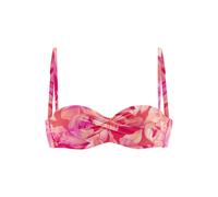 Bügel-Bandeau-Bikini-Top S.OLIVER "Jayce", Damen, Gr. 38, Cup B, rosa (pfirsich bedruckt), Recycling-Polyamid, bedruckt, Bikini-Oberteile, 4 Tragevarianten (92471230-38) pfirsich bedruckt